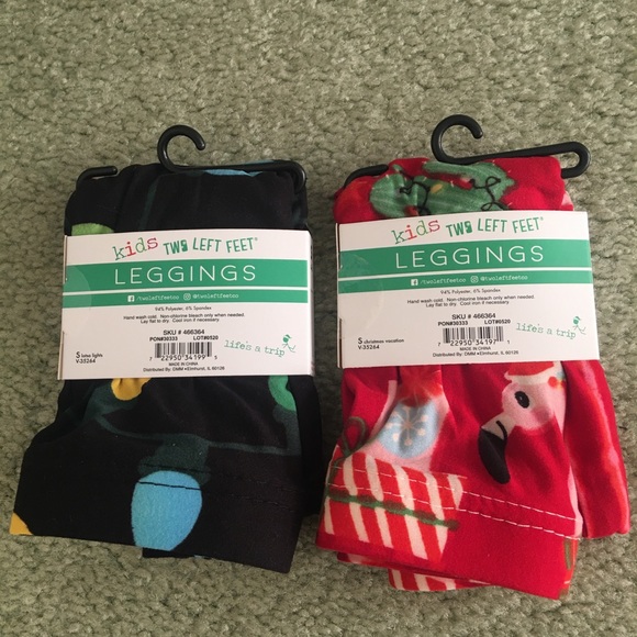 Two Left Feet Christmas Holiday Leggings set of 2 - Picture 2 of 4